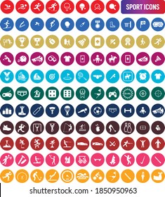 concept of sport icons with round background and different colors