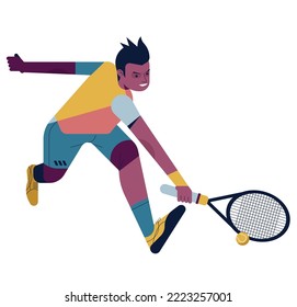 Konzept des Sportmanntennis-Tennisspielers Vektorkunst und Illustration