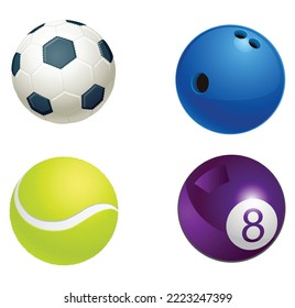 concept of sports ball variation collection vector art and illustration