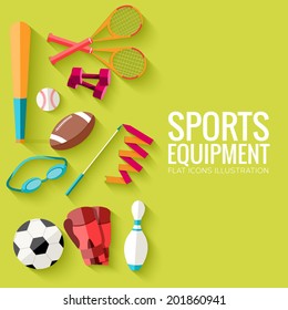 Concept of sports equipment flat icons background. vector illustration design