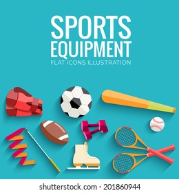 Concept of sports equipment flat icons background. vector illustration design