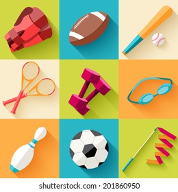 Concept of sports equipment flat icons. vector illustration design