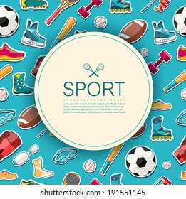 Concept of sports equipment sticker background. vector illustration design