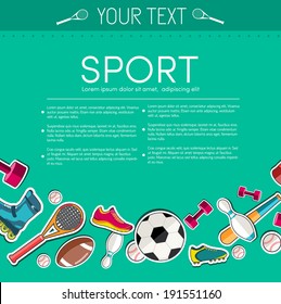 Concept of sports equipment sticker background. vector illustration design