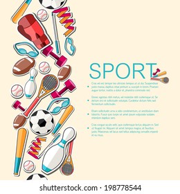 Concept of sports equipment sticker background. vector illustration design