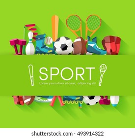 Concept of sports equipment sticker background. vector illustration design