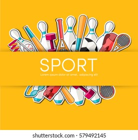 Concept of sports equipment sticker background. vector illustration design