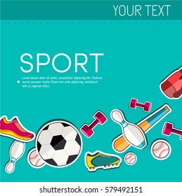 Concept of sports equipment sticker background. vector illustration design