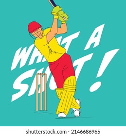 Concept of sportsman cricket atsman  - hitting a six in cricket