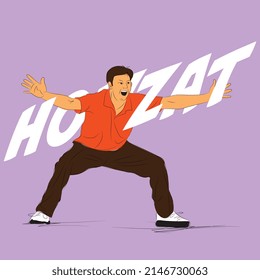 Concept of sportsman cricket bowler appealing  - howzat