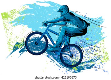 Concept of sportsman Cycling. Vector illustration