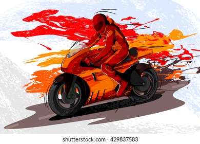 Concept of sportsman doing Motor Sports. Vector illustration