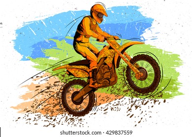 Concept of sportsman doing Motorcross. Vector illustration