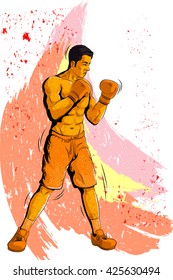 Concept of sportsman playing Boxing. Vector illustration