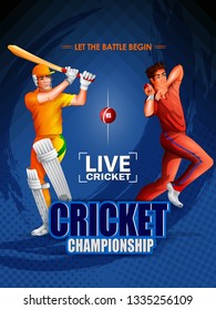 Concept of sportsman playing Cricket match sport. Vector illustration