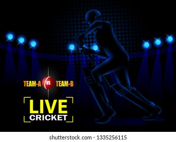 Concept of sportsman playing Cricket match sport. Vector illustration