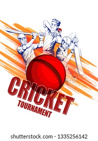 Concept of sportsman playing Cricket match sport. Vector illustration