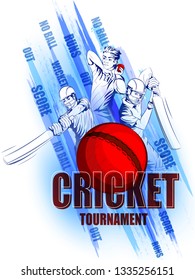 Concept of sportsman playing Cricket match sport. Vector illustration