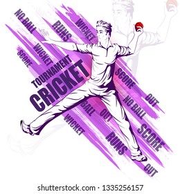 Concept of sportsman playing Cricket match sport. Vector illustration