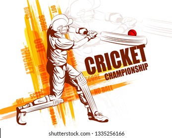 Concept of sportsman playing Cricket match sport. Vector illustration