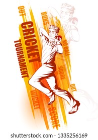 Concept of sportsman playing Cricket match sport. Vector illustration