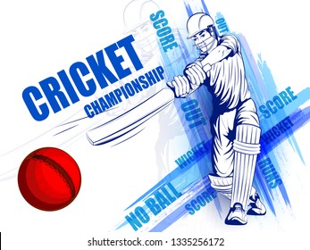 Concept of sportsman playing Cricket match sport. Vector illustration