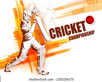 Concept of sportsman playing Cricket match sport. Vector illustration