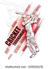 Concept of sportsman playing Cricket match sport. Vector illustration