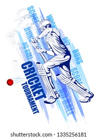 Concept of sportsman playing Cricket match sport. Vector illustration