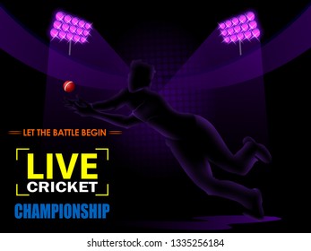 Concept of sportsman playing Cricket match sport. Vector illustration