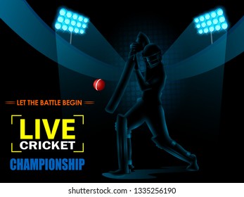 Concept of sportsman playing Cricket match sport. Vector illustration