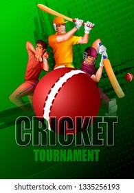 Concept of sportsman playing Cricket match sport. Vector illustration