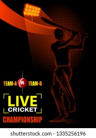 Concept of sportsman playing Cricket match sport. Vector illustration