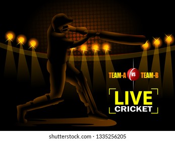 Concept of sportsman playing Cricket match sport. Vector illustration