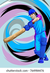 Concept of sportsman playing Cricket match sport. Vector illustration