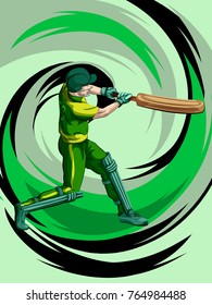 Concept of sportsman playing Cricket match sport. Vector illustration