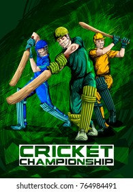 Concept of sportsman playing Cricket match sport. Vector illustration