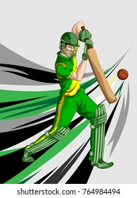 Concept of sportsman playing Cricket match sport. Vector illustration