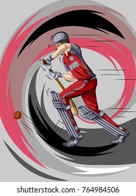 Concept of sportsman playing Cricket match sport. Vector illustration