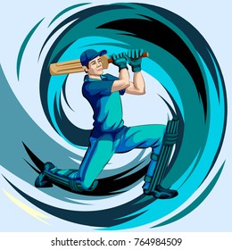 Concept of sportsman playing Cricket match sport. Vector illustration