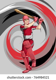 Concept of sportsman playing Cricket match sport. Vector illustration