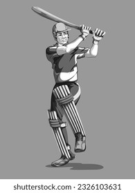 Concept of sportsman playing Cricket. Vector illustration