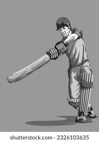 Concept of sportsman playing Cricket. Vector illustration