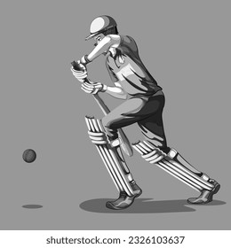 Concept of sportsman playing Cricket. Vector illustration