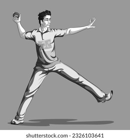 Concept of sportsman playing Cricket. Vector illustration