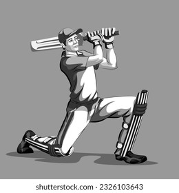 Concept of sportsman playing Cricket. Vector illustration