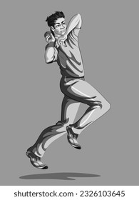 Concept of sportsman playing Cricket. Vector illustration