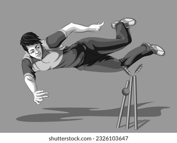 Concept of sportsman playing Cricket. Vector illustration