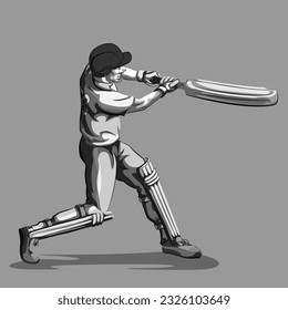 Concept of sportsman playing Cricket. Vector illustration