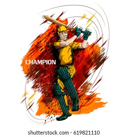 Concept of sportsman playing Cricket. Vector illustration